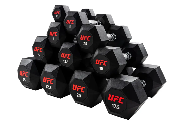 Комплект обрезиненных октагональных гантелей 10 пар от 2,5 до 25 кг UFC Octagon Dumbbell