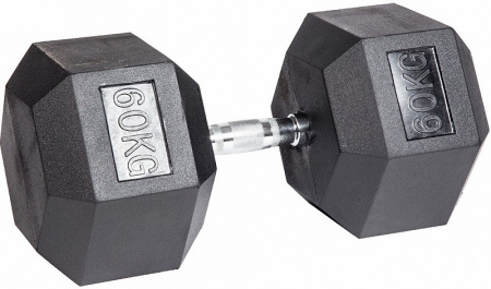 Гантель гексагональная обрезиненная PROFI-FIT 60 кг
