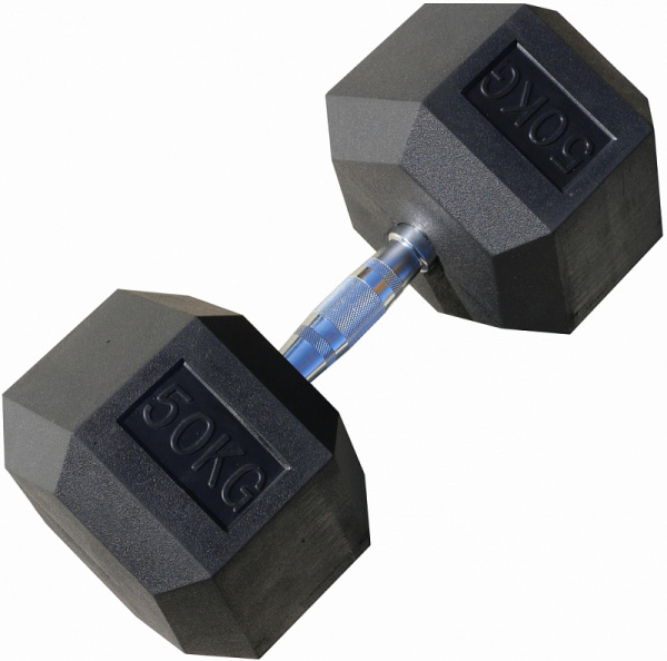 Гантель гексагональная обрезиненная PROFI-FIT 50 кг