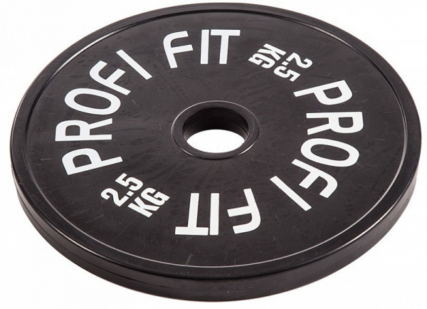Диск для штанги каучуковый, черный D51 мм PROFI-FIT 2,5 кг