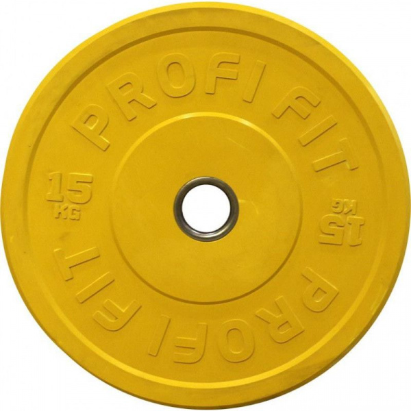 Диск для штанги каучуковый, цветной D51 мм PROFI-FIT 15 кг