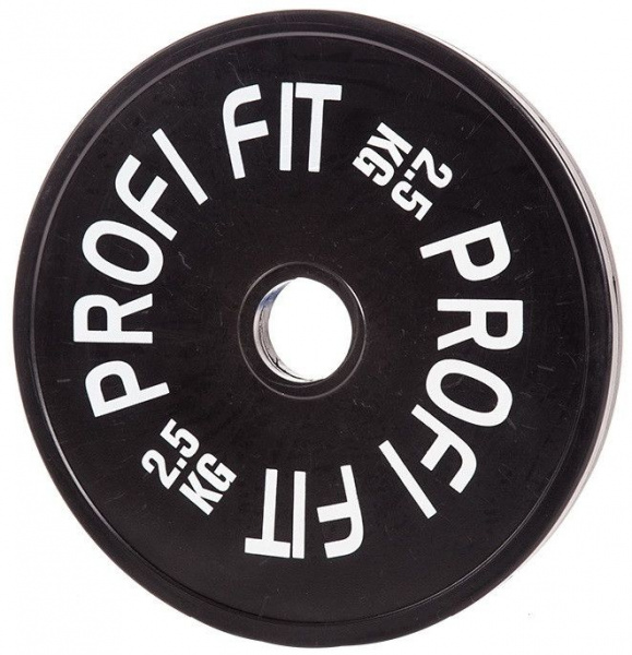 Диск для штанги каучуковый, черный D51 мм PROFI-FIT 2,5 кг