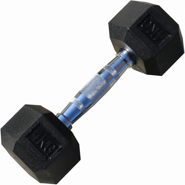 Гантель гексагональная обрезиненная PROFI-FIT 4 кг
