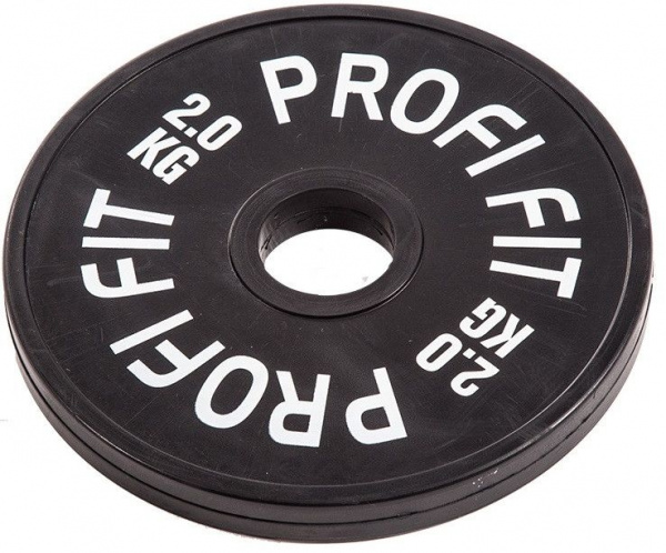 Диск для штанги каучуковый, черный D51 мм PROFI-FIT 2 кг