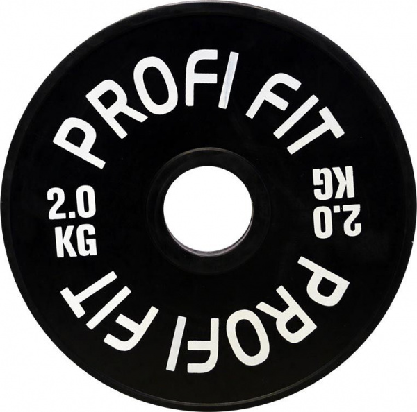 Диск для штанги каучуковый, черный D51 мм PROFI-FIT 2 кг