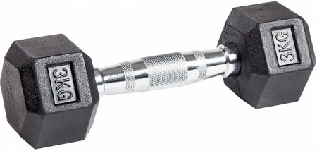 Гантель гексагональная обрезиненная PROFI-FIT 3 кг