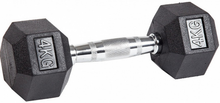 Гантель гексагональная обрезиненная PROFI-FIT 4 кг