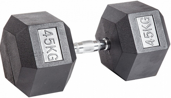 Гантель гексагональная обрезиненная PROFI-FIT 45 кг
