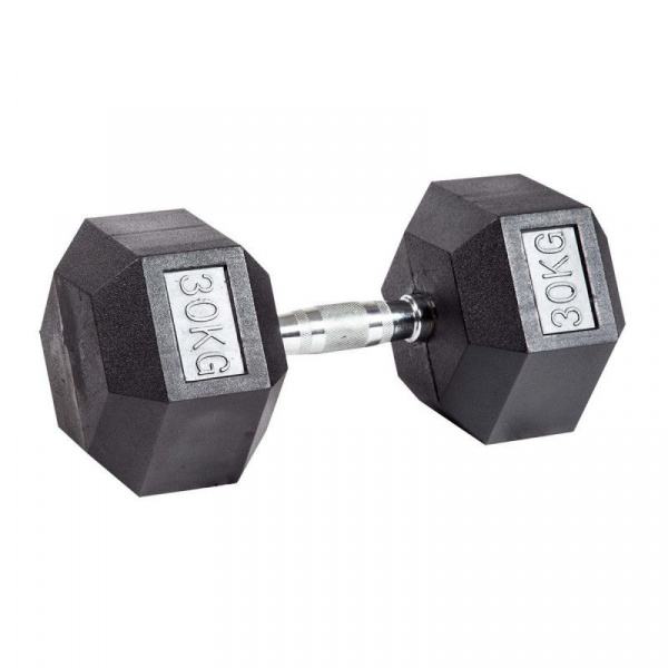 Гантель гексагональная обрезиненная PROFI-FIT 30 кг